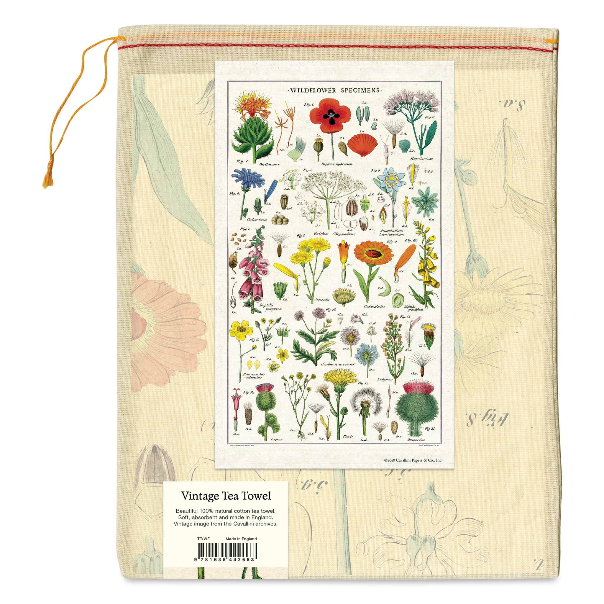 Cavallini Wildflowers Tea Towel 3 Cavallini Wildflowers Tea Towel - Image 3