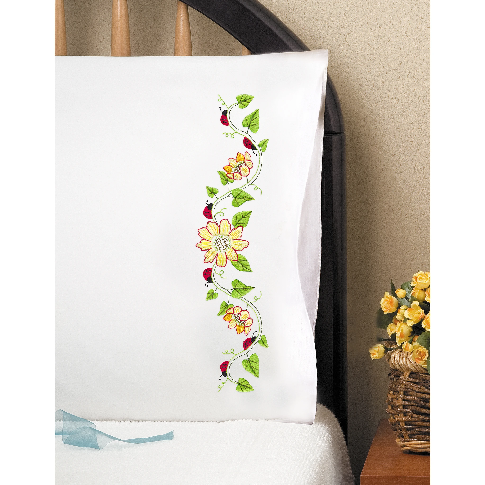 Design Works Stamped For Embroidery Pillowcases 2 Design Works Stamped For Embroidery Pillowcases - Image 2