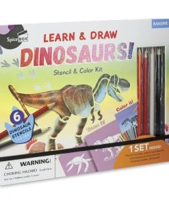 Spicebox Imagine It Dinosaurs Stencil And Color Kit