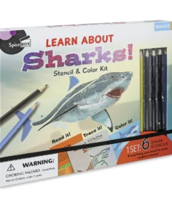 Spicebox Imagine It Sharks Stencil And Color Kit