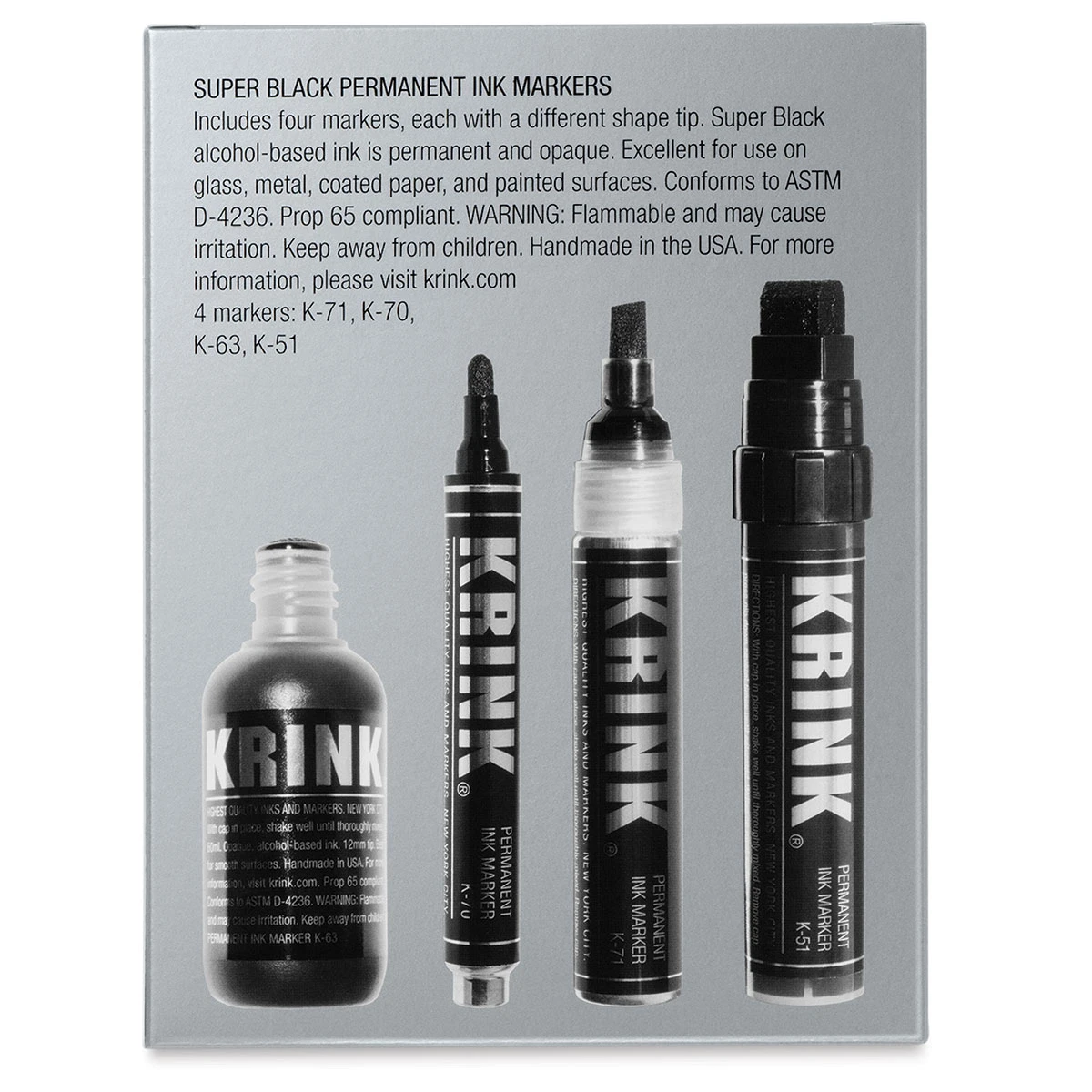 Krink Super Black Permanent Ink Markers Set 3 Krink Super Black Permanent Ink Markers Set - Image 3
