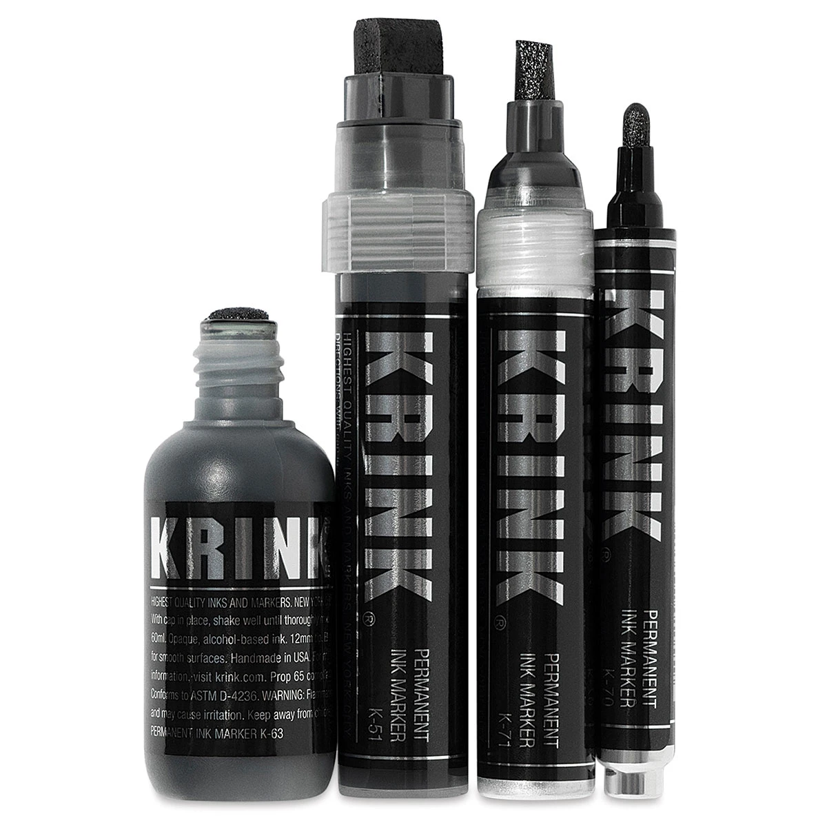 Krink Super Black Permanent Ink Markers Set 1 Krink Super Black Permanent Ink Markers Set