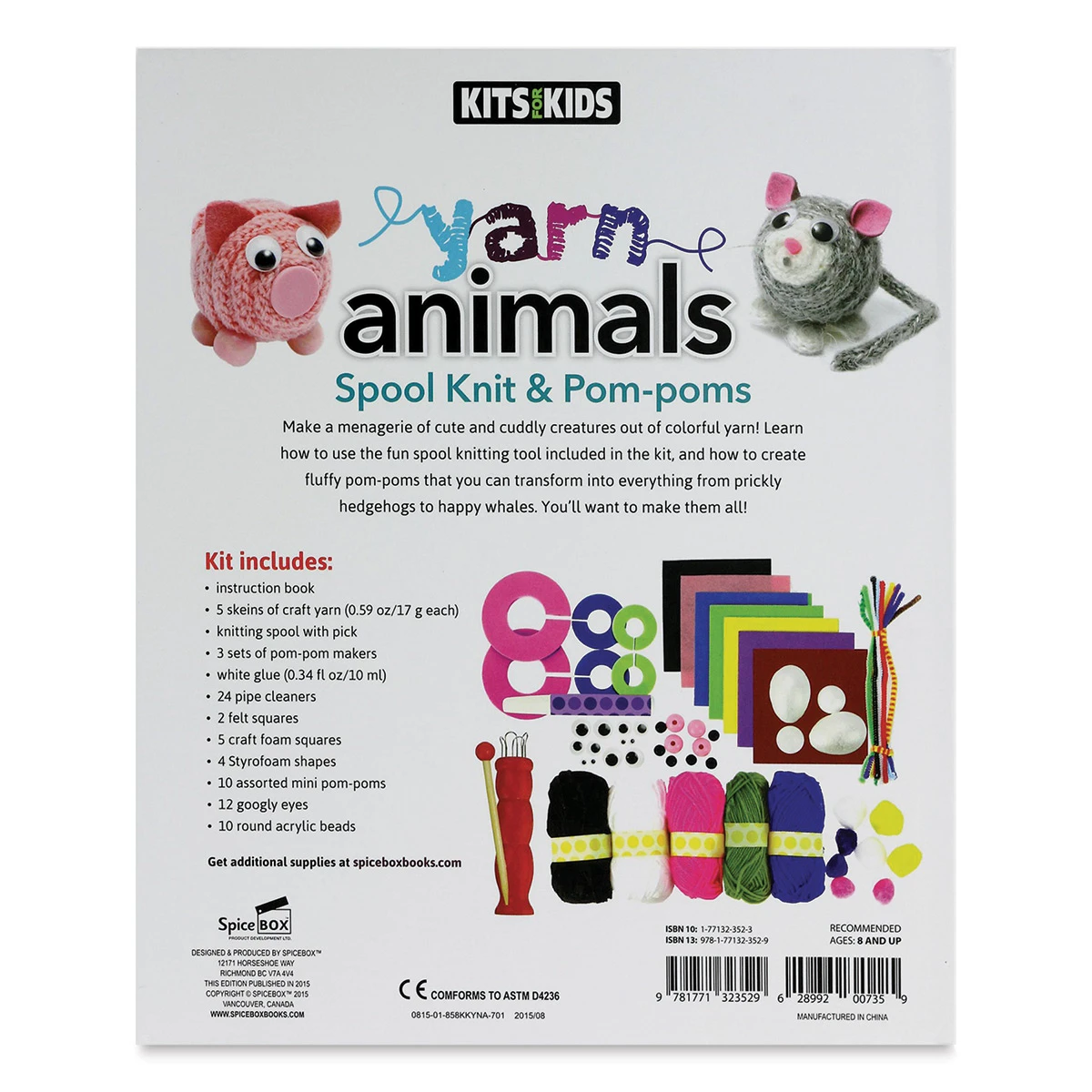 SpiceBox Kits For Kids Spool Knit And Pom Poms Yarn Animals 3 SpiceBox Kits For Kids Spool Knit And Pom Poms Yarn Animals - Image 3