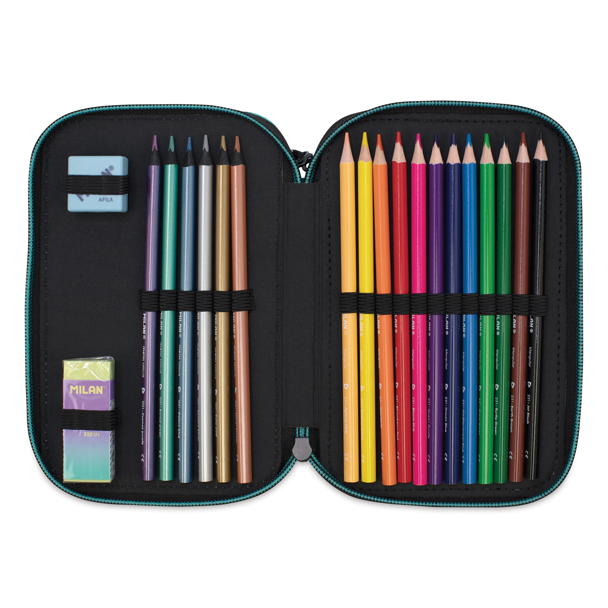 Milan Sunset Series Triple Decker Pencil Case With Supplies 2 Milan Sunset Series Triple Decker Pencil Case With Supplies - Image 2