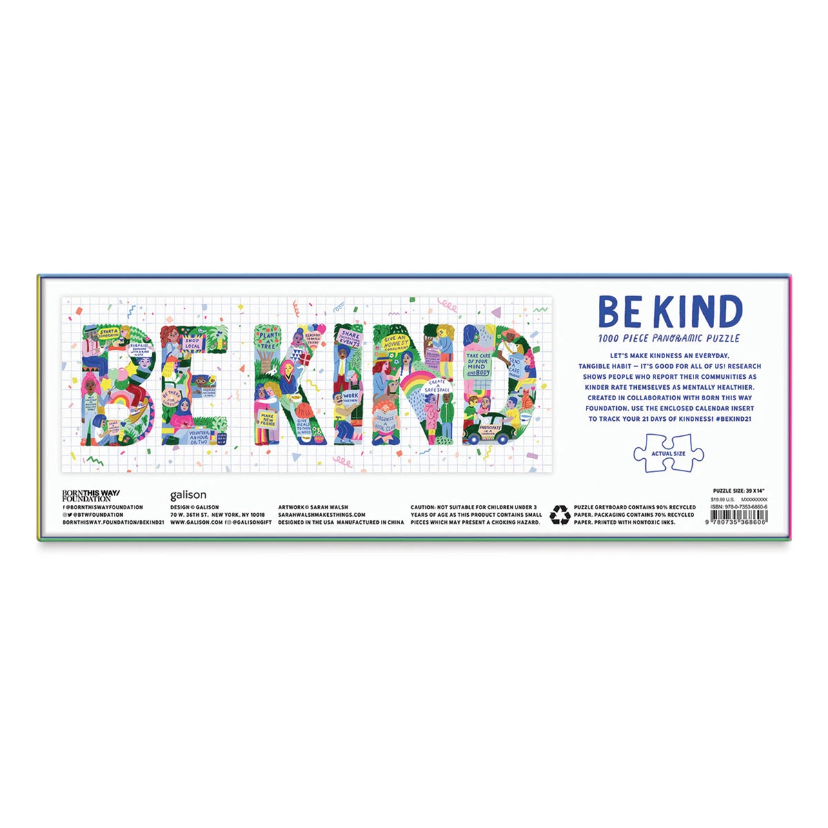 Galison Be Kind 1000 Piece Panoramic Puzzle 2 Galison Be Kind 1000 Piece Panoramic Puzzle - Image 2