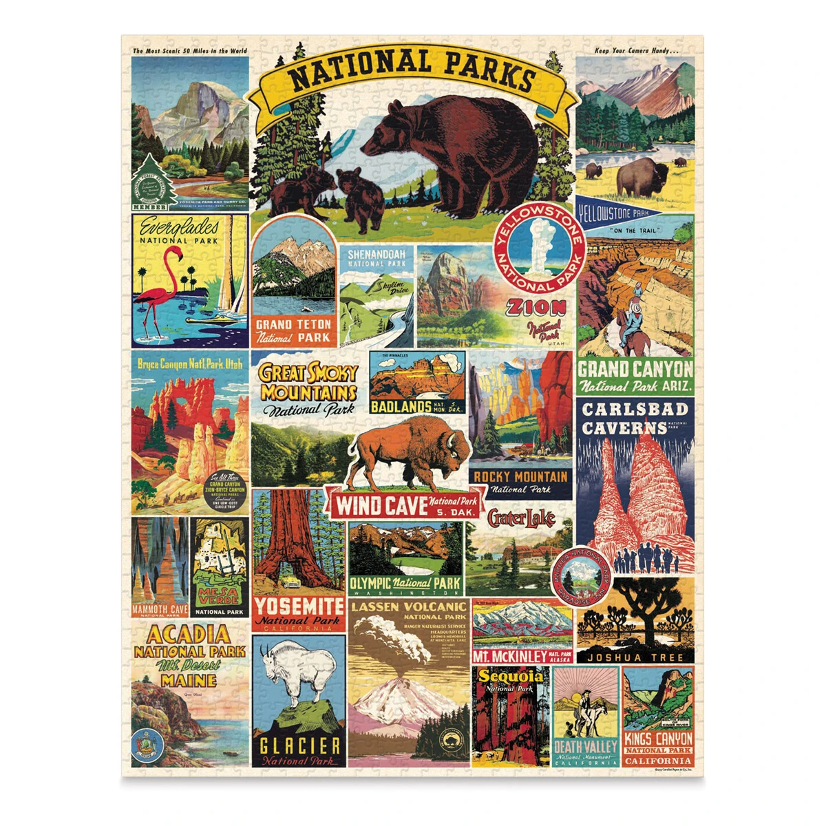 Cavallini Vintage National Parks 1000 Piece Puzzle 2 Cavallini Vintage National Parks 1000 Piece Puzzle - Image 2