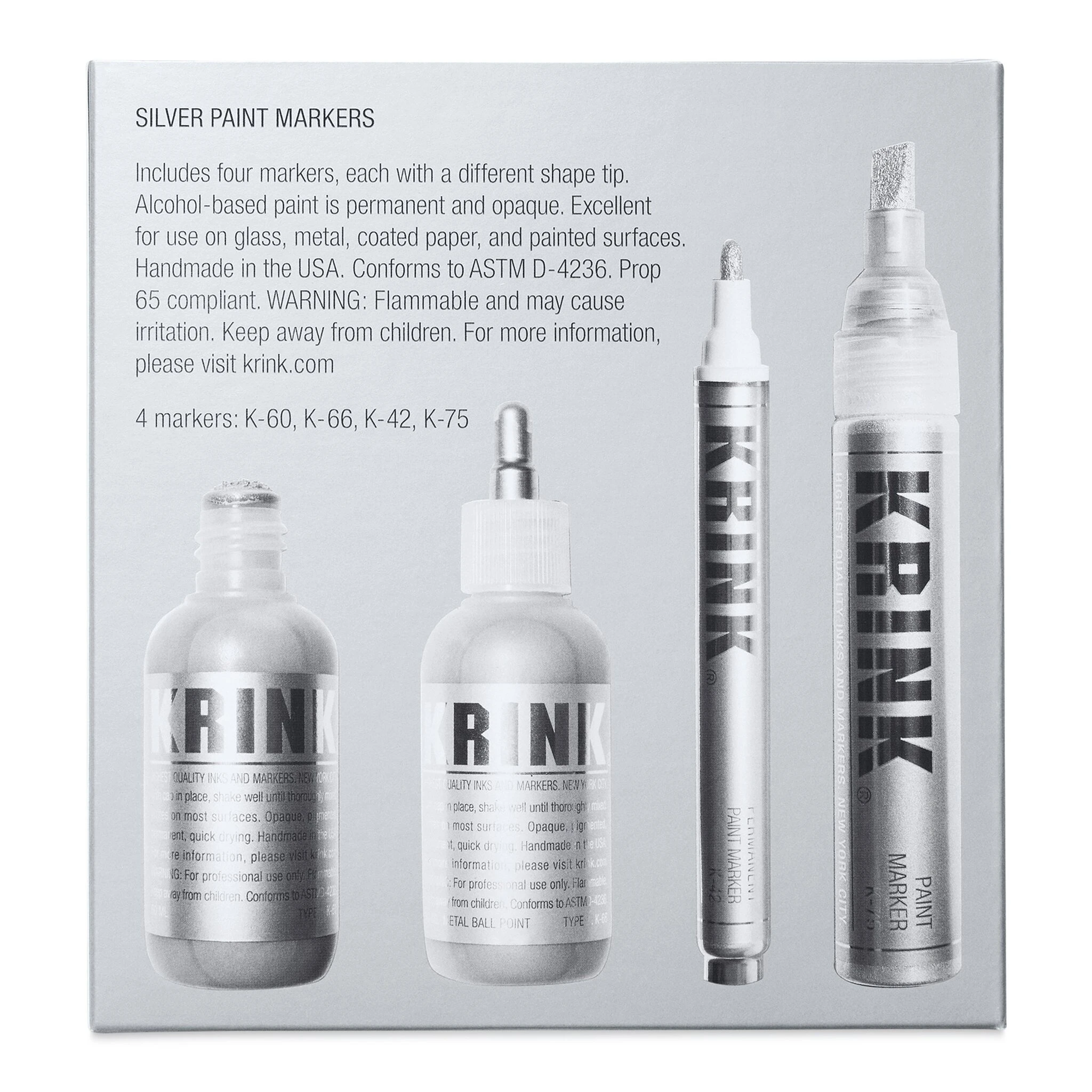 Krink Silver Permanent Ink Markers Set 2 Krink Silver Permanent Ink Markers Set - Image 2